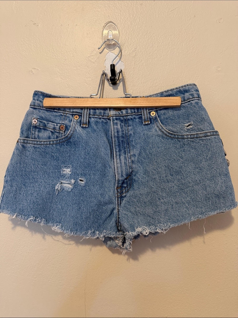 Levi's Light Blue Distressed Cutoff Denim Shorts